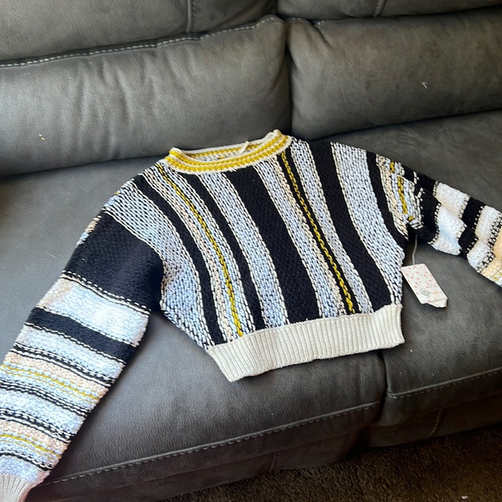 Free People Women's Show Me Love Oversized Striped Sweater Porto Combo